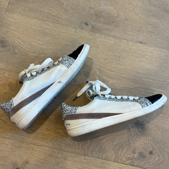 Dolce Vita Shoes - Dolce Vita Sneakers Sparkly Shoes 8.5 Nadea Zina Hemline Black Snake Glitter